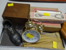 A parcel of collectables including small boxed chess set, playing cards, souvenir medal etc