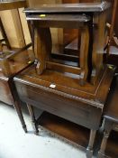 A Priory or style nest of two coffee tables and similar folding flap tea trolley