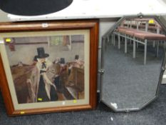 Framed print of Vosper's 'Salem' together with a vintage octagonal metal framed wall mirror