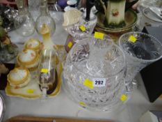 A parcel of mainly cut glass bowls, vases etc