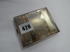 Sterling silver engine turned decorated cigarette case with silver gilt interior