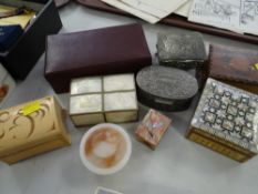 Parcel of various metal and wooden carved and other trinket boxes