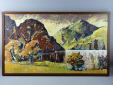 ROY BURROWS oil on board - Snowdonia lake scene, possibly Llydaw, signed, 51 x 90 cms