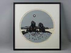 SIR KYFFIN WILLIAMS RA limited edition (66/500) circular format print - Anglesey standing stones,