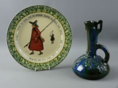 ELTON WARE & CHARLES NOKE DOULTON, an Arts & Crafts style double handled jug pitcher in multi-colour