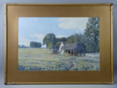 WALTER JAMES SLATER watercolour - rural scene with thatched outbuildings, signed and dated 1885,
