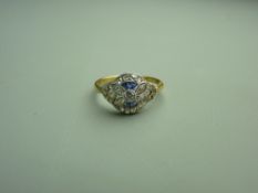 AN EIGHTEEN CARAT GOLD & PLATINUM BOAT SHAPED DIAMOND CLUSTER DRESS RING (29), total visual estimate