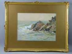 F BESWICK watercolour - rocky coastal scene, signed and dated 1922, 25 x 35 cms
