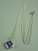 A SILVER & AMETHYST KITE SHAPED PENDANT, 1.3 grms