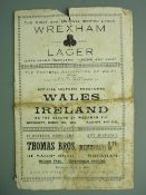 A FOOTBALL PROGRAMME for the Wales -v- Ireland Match at Wrexham on 10th March, 1948, including