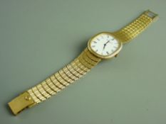 AN EIGHTEEN CARAT GOLD PATEK PHILIPPE OVAL DIAL CALENDAR WRISTWATCH with a fine incorporated five