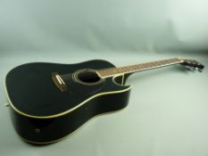 A SIGMA ELECTRO ACOUSTIC GUITAR, model number DFC2EBK, serial number 93024756, in a black lacquer