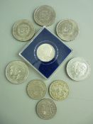 THREE BRITISH HALF CROWNS 1942, 1955 & 1962, 1.3 ozs, five British commemorative crowns and a