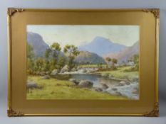 WARREN WILLIAMS ARCA watercolour - Snowdonia riverscape with cottage and Moel Siabod in the