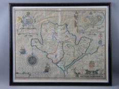 A COLOURED & TINTED MAP OF ANGLESEY BY JOHN SPEED, Bassett & Chiswell edition, 39.5 x 50 cms