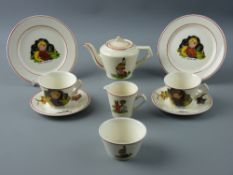 A WADE HEATH POTTERY WALT DISNEY CHILD'S TEA FOR TWO SET, including 'Hiawatha' teapot with lid,