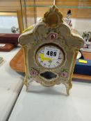 A Dresden porcelain mantel clock