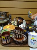 An Ewenny pottery jug, Poole preserve pot