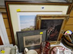 Framed signed Baxter print of St Andrews golf club together with small modern framed oil on canvas &