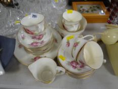A vintage Staffordshire 'Rose' decorated teaset