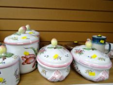 Spode 'Marlborough Sprays' storage jars & tureens, Wedgwood 'Blue Pacific' coffee pot etc