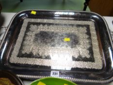 A large twin-handled EPNS serving tray