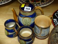 A vintage Royal Doulton 'Nelson' glazed ceramic tea set & mug