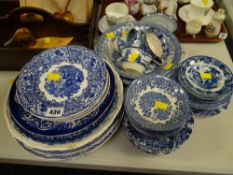 A parcel of various blue & white dinnerware