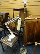 A modern brushed metal effect standard lamp together with an overhead reading lamp