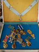 A cased collection of various R. A. O. B. medals
