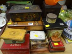 A parcel of various vintage advertising tins & wooden boxes