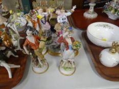 Group of six continental figures including Capodimonte Naples ware