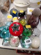 Selection of paperweights & marble eggs