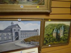 Two contemporary oil on boards of the stables 'Dowlais Top' & 'Castell Coch'