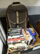 Selection of various DVDs & video games together with a back-pack picnic set