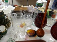 Parcel of clear & coloured glass vases