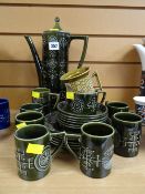 A Portmeirion green 'Totem' coffee set together with matching side plates etc