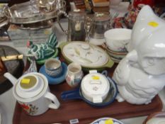 Large ceramic owl, Denby lidded casserole dish etc