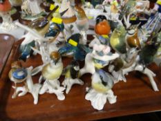 A tray of various continental porcelain birds
