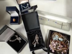 A parcel of hallmarked & other silver items including chain gate bracelet, Greek key design bracelet