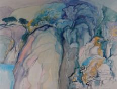 BERT ISAAC watercolour - landscape with farmhouse, entitled verso 'Quarry Edge', signed and dated