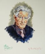DAVID GRIFFITHS oil on board - head & shoulders portrait of artist Will Roberts, signed, 60 x 50cms