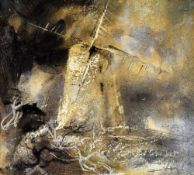 WILLIAM SELWYN watercolour - Llanddeusant windmill, Anglesey, painted early in the artist's