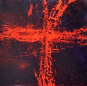 SONJA BENSKIN MESHER acrylic on box canvas - 'The Cross', initialled and full signature verso on