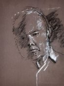 JOHN ELWYN mixed media, charcoal and pastel - possibly a self portrait, unsigned, 37 x 28cms