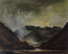 SIR KYFFIN WILLIAMS RA coloured print - Llyn Peris in stormy weather, signed fully in pencil, 46 x
