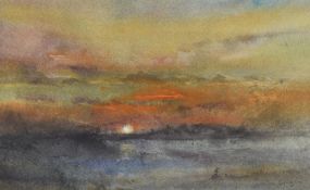 WILLIAM SELWYN watercolour - sunset over the Menai Straits, signed in full, 26 x 43cms Auctioneer'