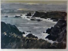 SIR KYFFIN WILLIAMS RA limited edition (70/150) colourwash and pencil print - rocky Anglesey