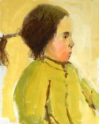 DONALD McINTYRE oil / acrylic - young girl with ponytail and known as 'Girl in the Waiting Room', 25