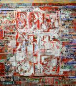 JOHN UZZELL EDWARDS acrylic on canvas - religious abstract with typography, entitled 'Book of
